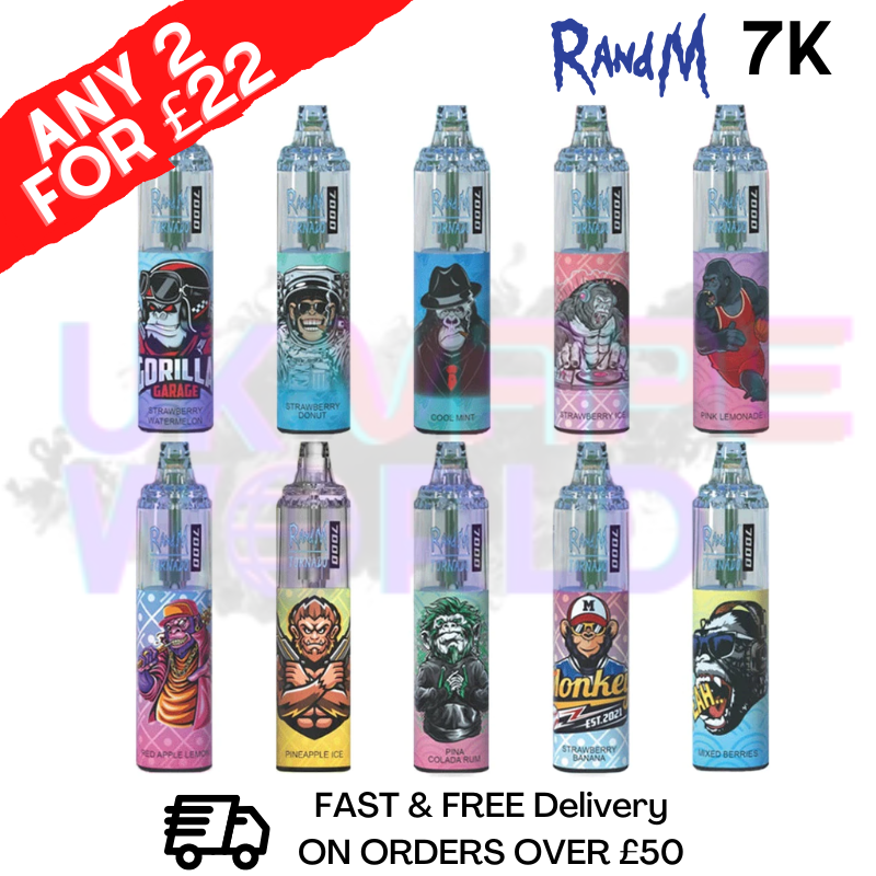 RandM Tornado 7000 Vape Puff R & M Bars - Any 2 For £22 - UK Vape World