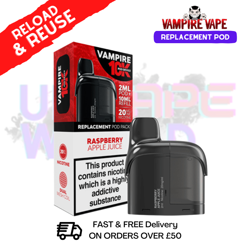 Raspberry Apple Juice Vampire Vape 10K Prefilled Pods - ukvapeworld