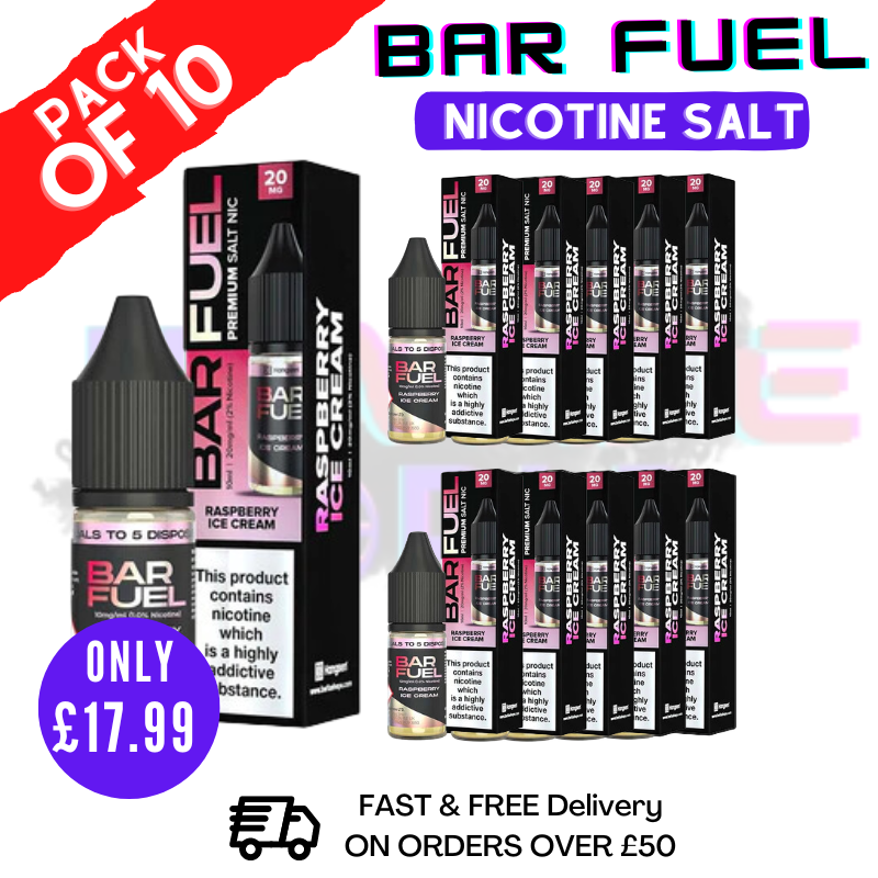 Shop Raspberry ICE Cream Bar Fuel Nic Salt BOX OF 10 - UK Vape World 