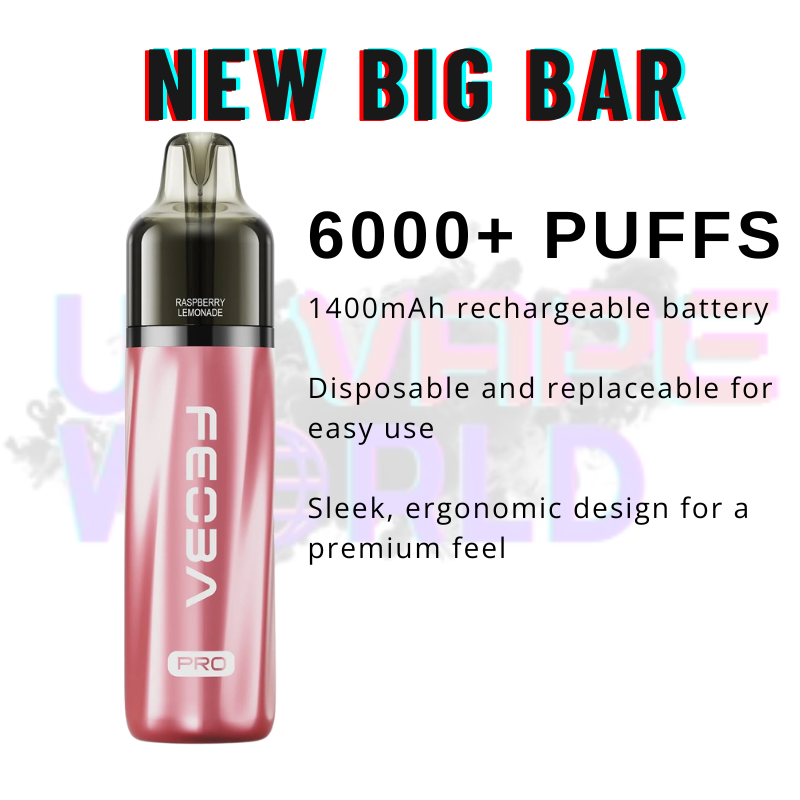 Features Of Raspberry Lemonade Feoba Pro 6000 6K Puff Pod Kit