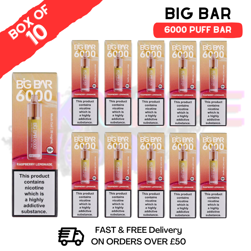 Shop Raspberry Lemonade Feoba Big Bar 6000 Puff 6K Box Of 10 - UK Vape World