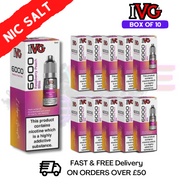 Shop Raspberry peach bliss IVG 6000 Box Of 10 Nic Salt - UK Vape World