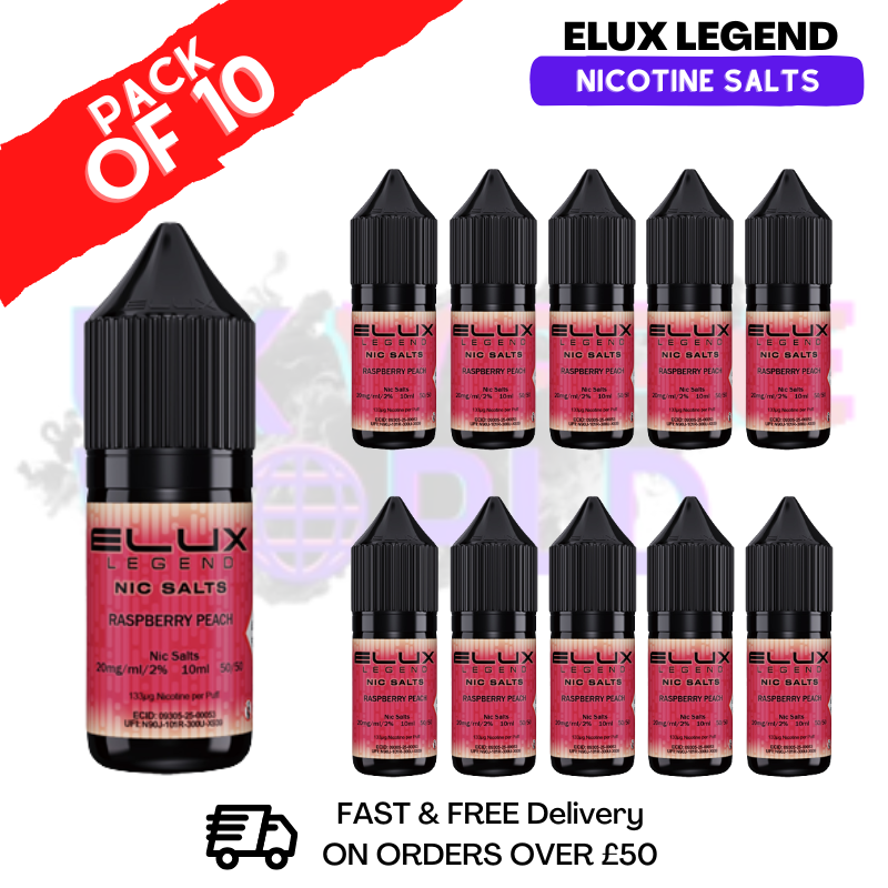 Raspberry Peach Elux Legend Nic Salt BOX OF 10