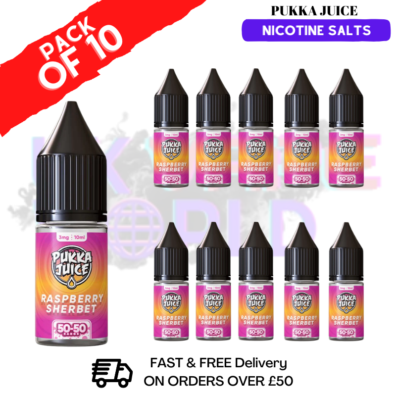Raspberry Sherbet Pukka Juice Nic Salt Box Of 10