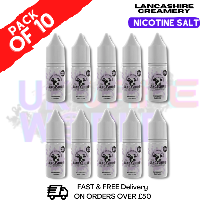 Raspberry Custard Lancashire Creamery NicSalt Box Of 10