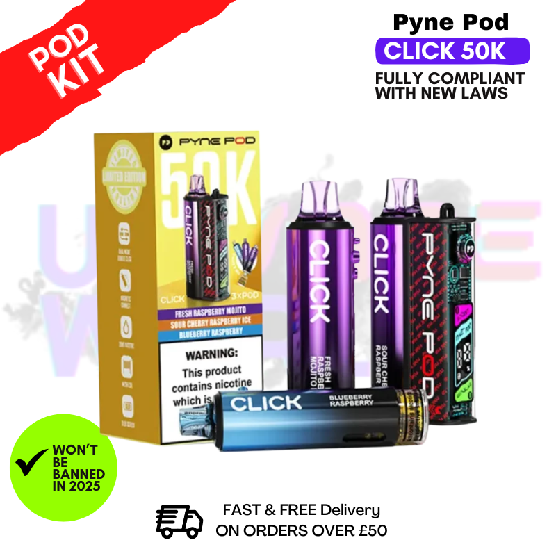 Raspberry Edition Pyne Pod 50K Click Vape Pod Kit