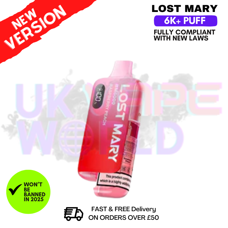 Raspberry Peach Lost Mary 6K Puff Pod Kit - Only £10.99
