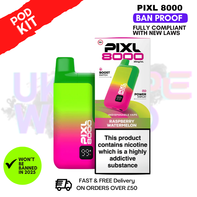 Raspberry Watermelon Pixl 8000 Puff Pod Kit - ukvapeworld