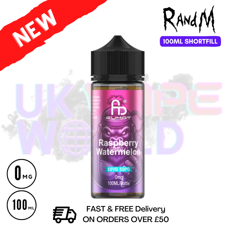 Raspberry Watermelon RandM 100ML Fumot Shortfill Eliquid - UK Vapeworld