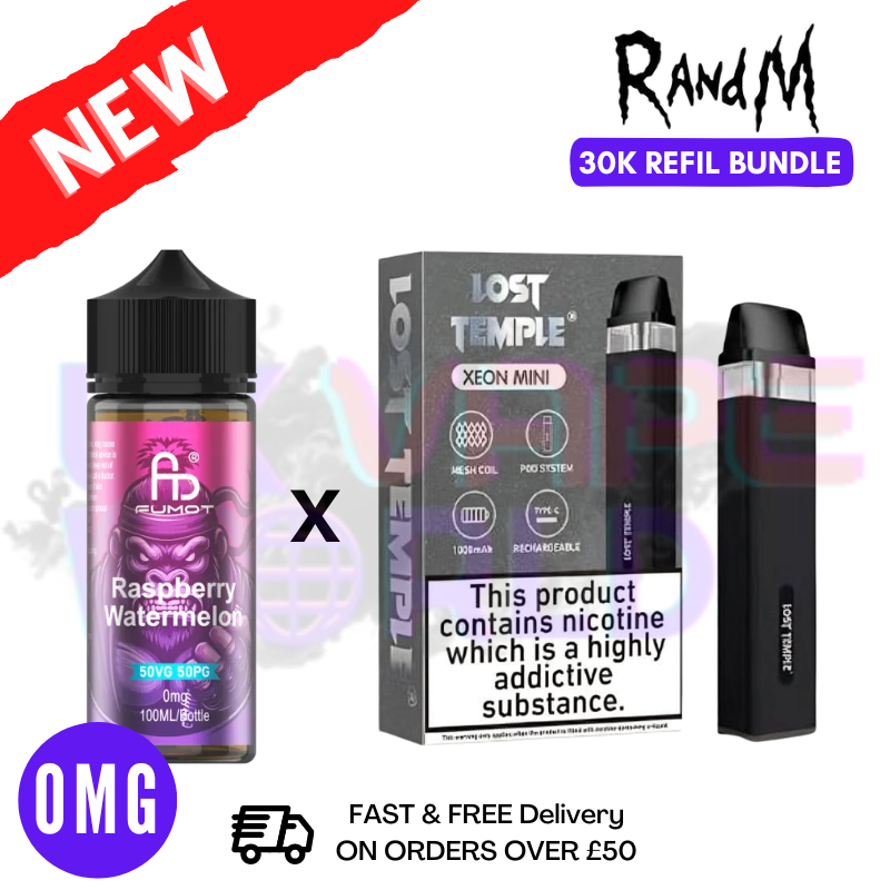 Raspberry Watermelon RandM 30K Puff Zero Nicotine Vape Kit - UK Vapeworld