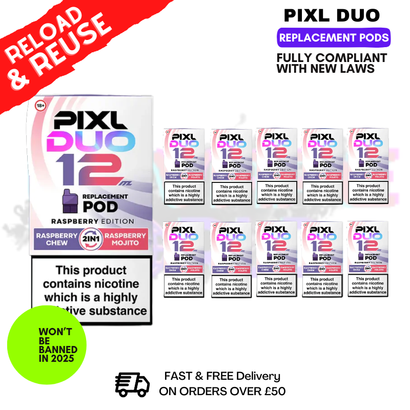 Raspberry Edition Pixl Duo Replacement Pods - Box Of 10