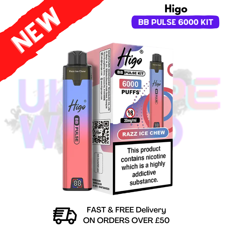 Razz Ice Chew Higo BB Pulse 6000 Prefilled Pod Kit - ukvapeworld