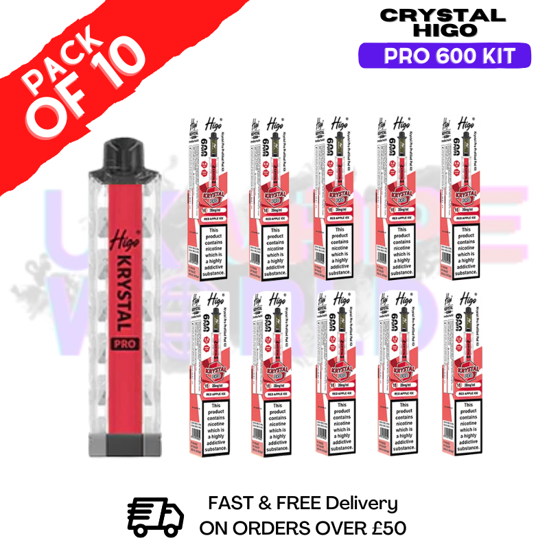 Red Apple ICE HIGO Crystal Pro 600 Puff Kits Box Of 10