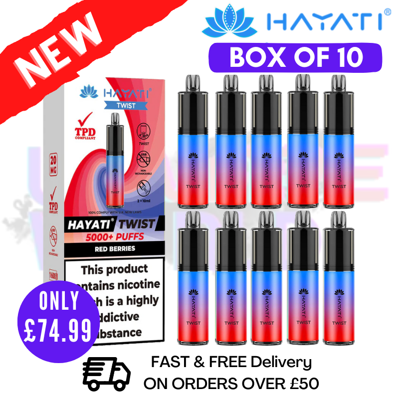 Shop Red Berries Hayati Twist 5000 Puff 5K Box Of 10 - UK Vape World