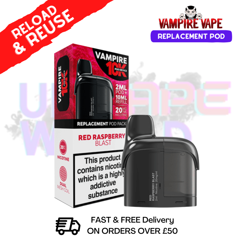 Red Raspberry Blast Vampire Vape 10K Prefilled Pods - ukvapeworld