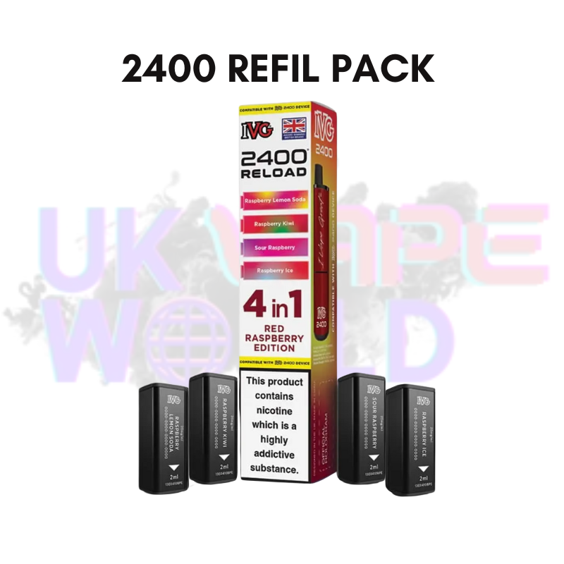 Red Raspberry Edition IVG 2400 RELOAD Pods - Box Of 10