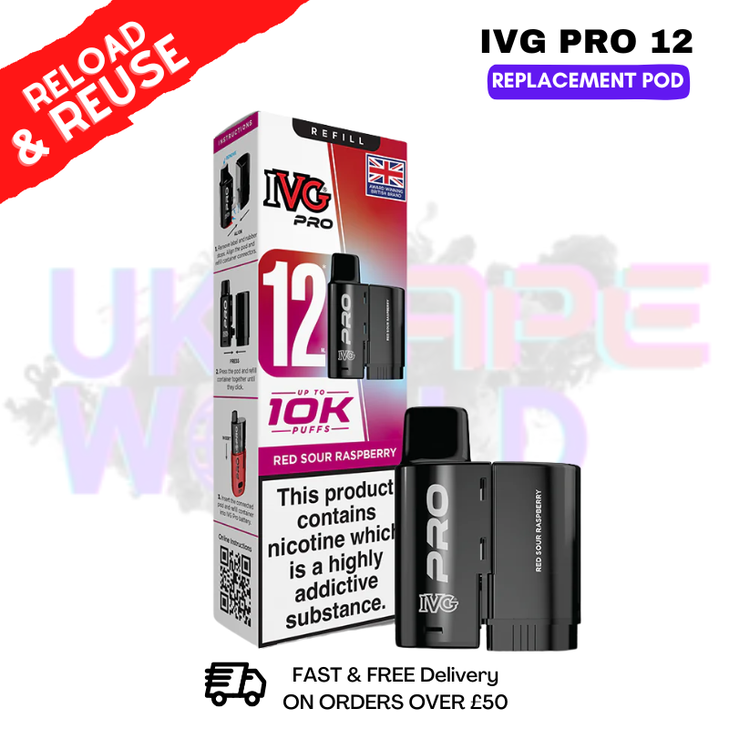Red Sour Raspberry IVG Pro 12 REFIL Pod Pack - ukvapeworld