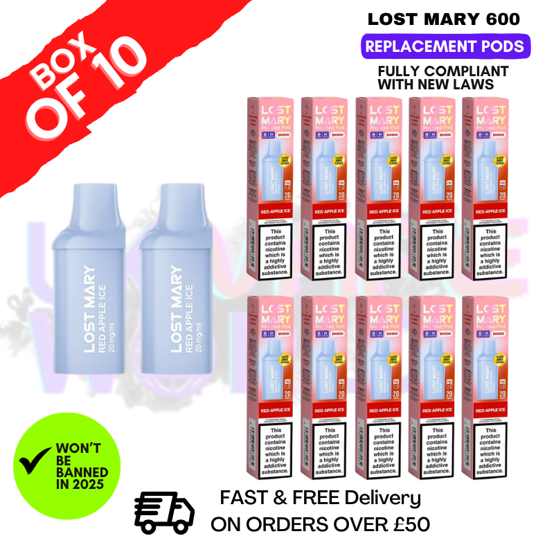 Red Apple Ice Lost Mary 600 Puff Replacement Pods Box Of 10 - ukvapeworld