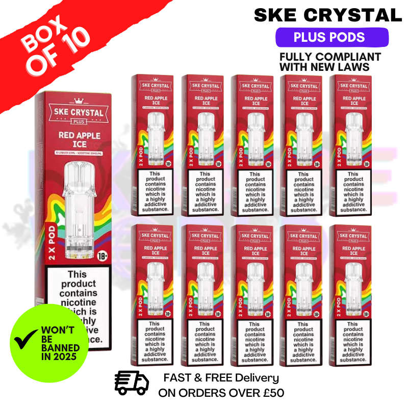 Shop Red Apple Ice SKE Crystal Plus Prefilled Pod Box Of 10 - UK Vape World
