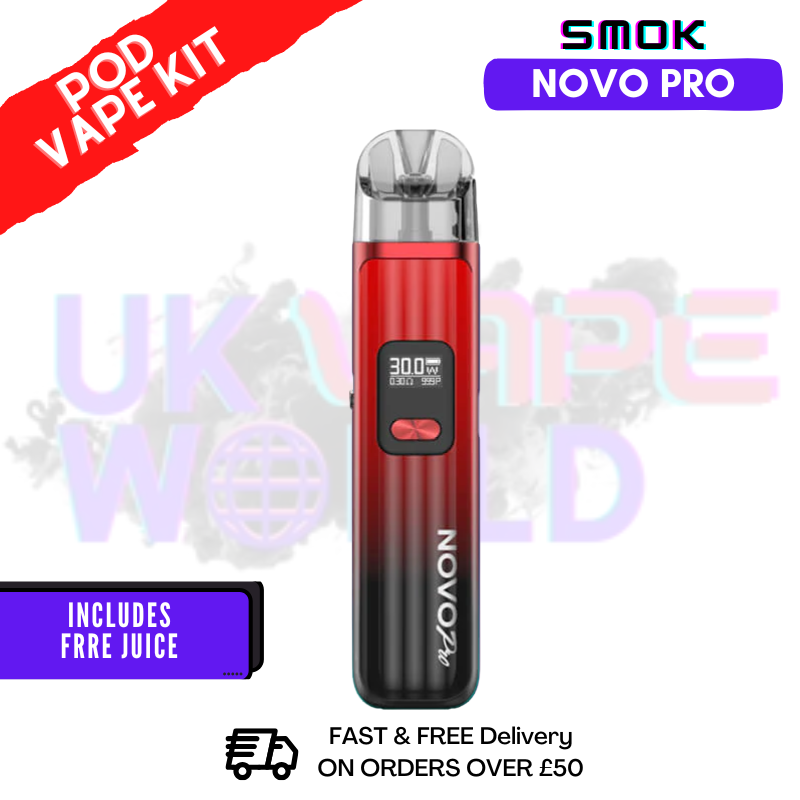 Red Black Smok Novo Pro Pod Kit + Free Nic Salt