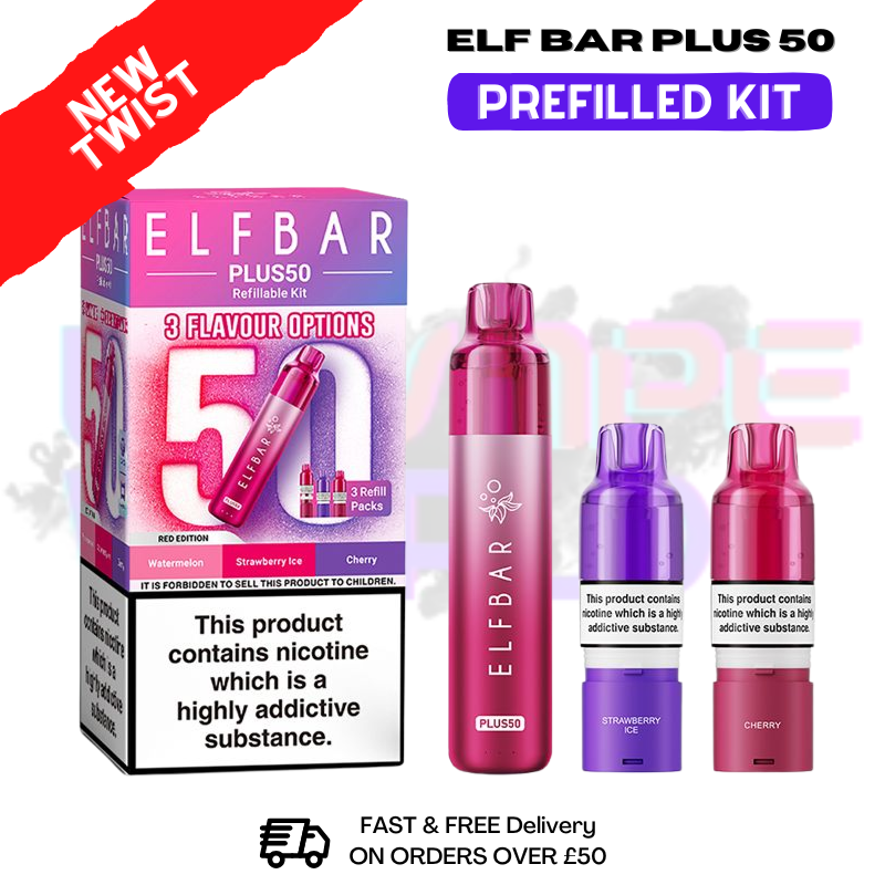 Red Edition Elf Bar 50K Puff Plus Kit - Only £9.98 - ukvapeworld