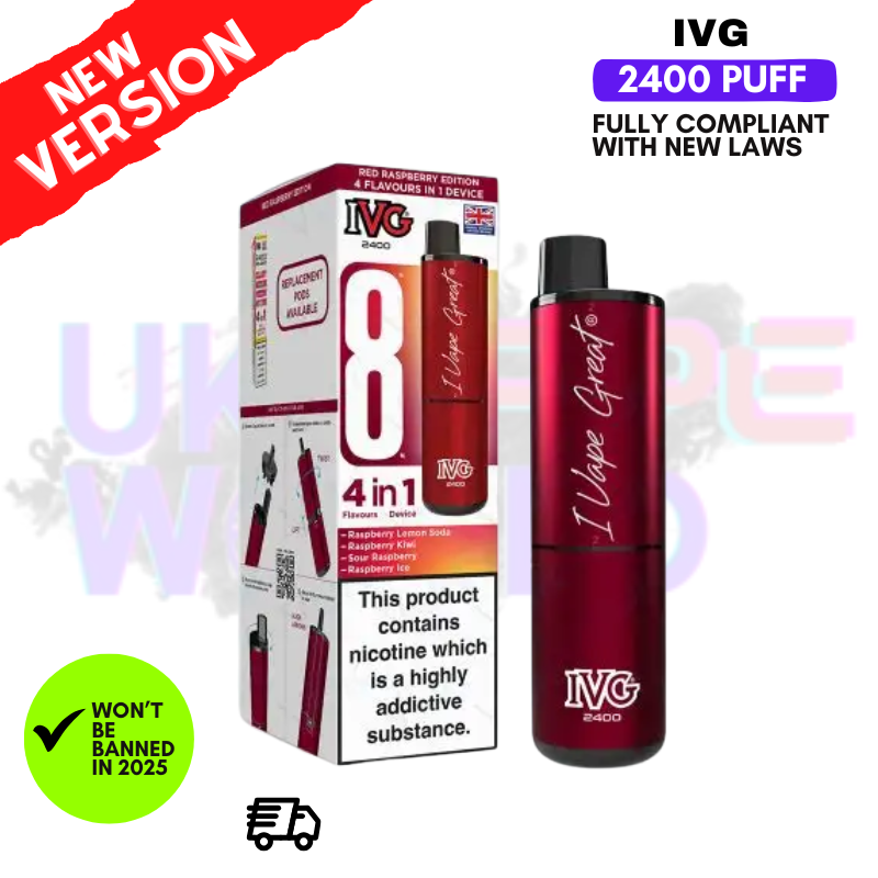 Red Raspberry Edition IVG 2400 Prefilled Pod Kit