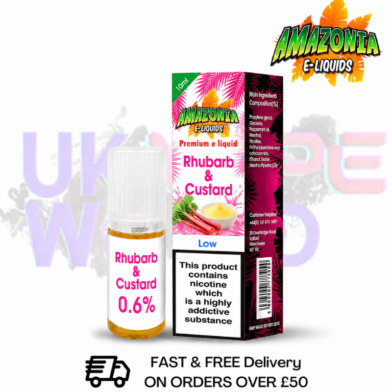 Amazonia 10ml Rhubarb & Custard Eliquid Only £2.99 (PCS) - UK Vapeworld