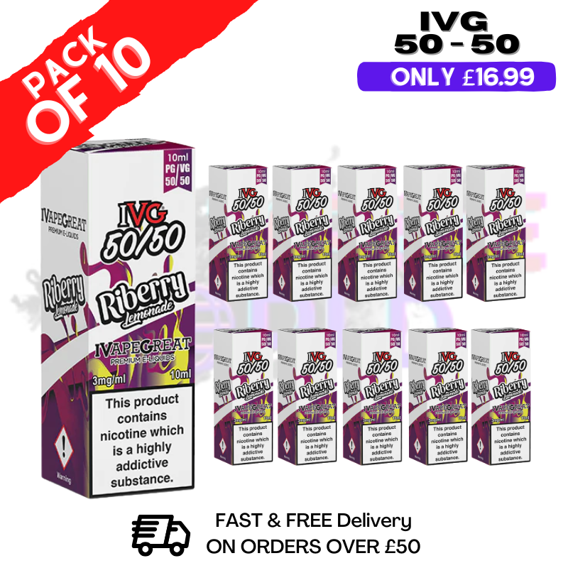 Riberry Lemonade IVG 50/50 Eliquid Box Of 10