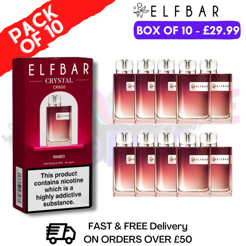 Shop Elf Bar Crystal 600puff - Rinbo Box of 10 - UK Vape World