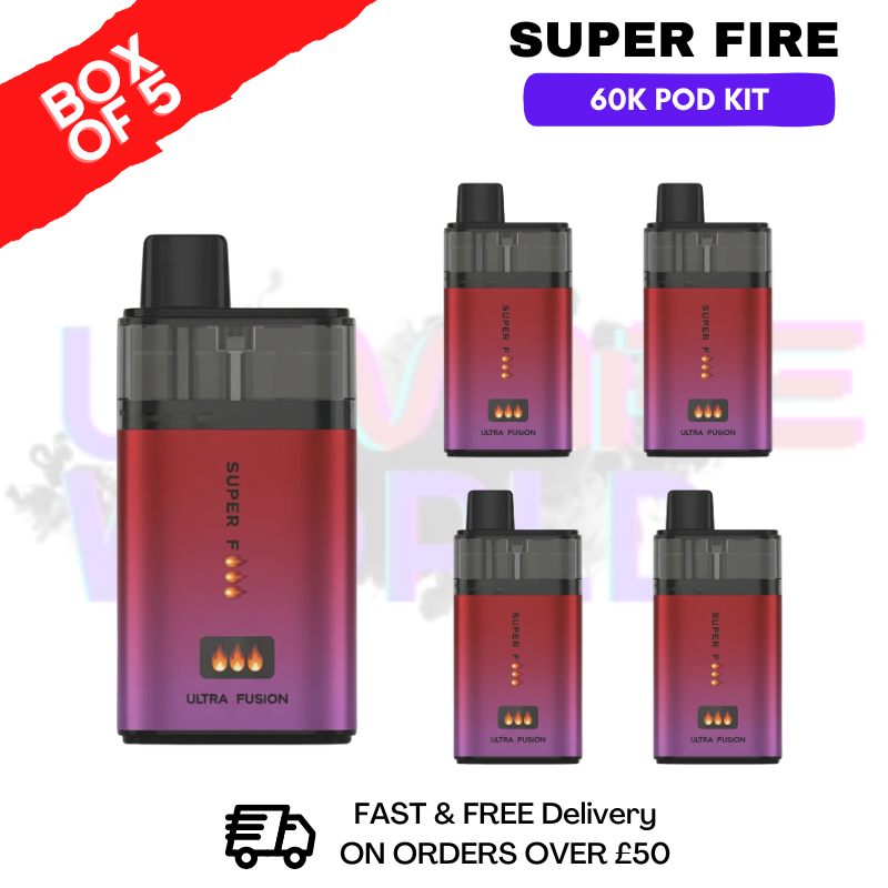 Navy Blue Edition SuperFire 60K Ultra Fusion Box Of 5 - ukvapeworld