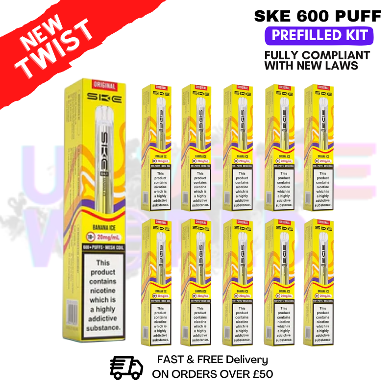 Banana ICE Crystal Bar Puffs 600 SKE Box Of 10