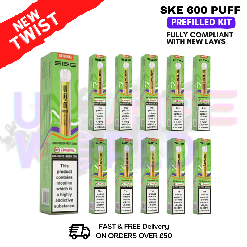 Kiwi passion fruit guava Crystal Bar Puffs 600 SKE Box Of 10