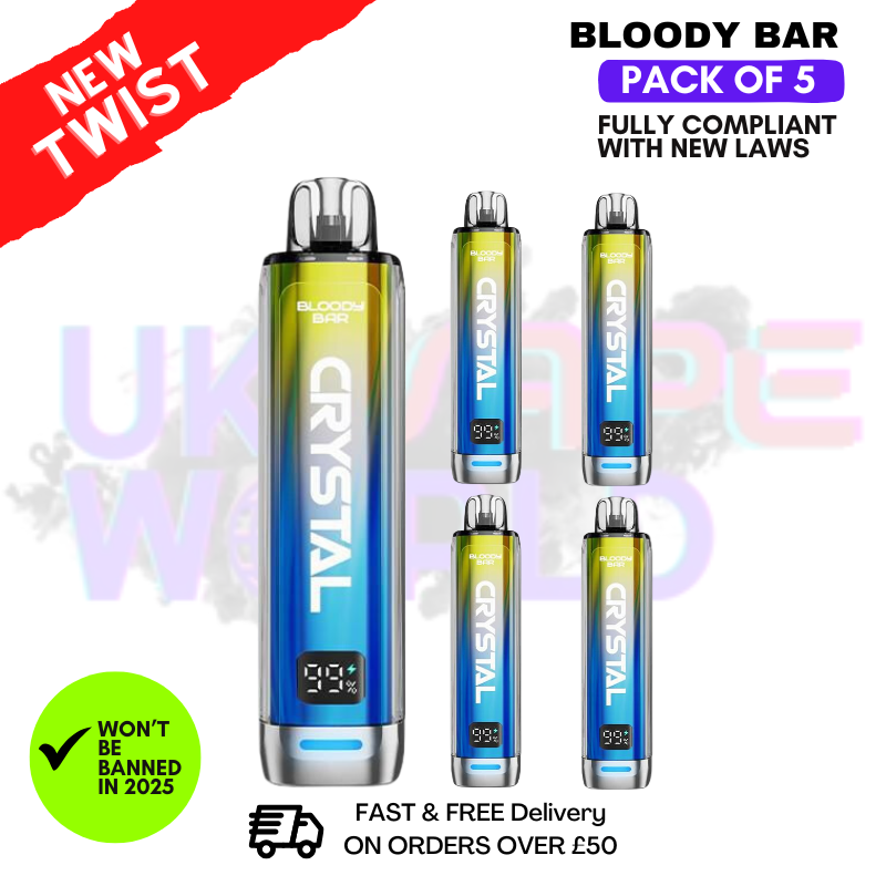 Sour Pineapple Ice Bloody Bar Crystal 10K Puff Pack Of 5
