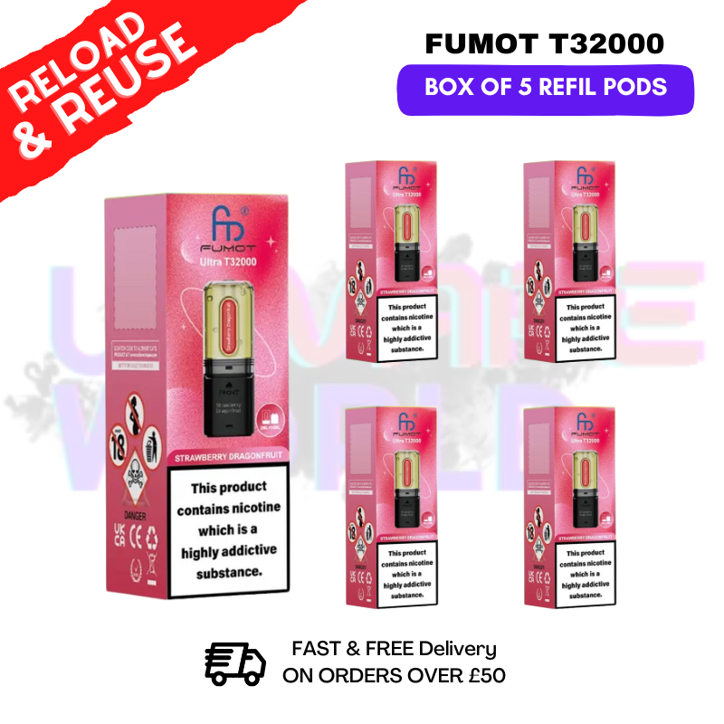 Strawberry Dragonfruit Fumot T32000 REPLACEMENT PODS - BOX OF 5 - UKVAPEWORLD