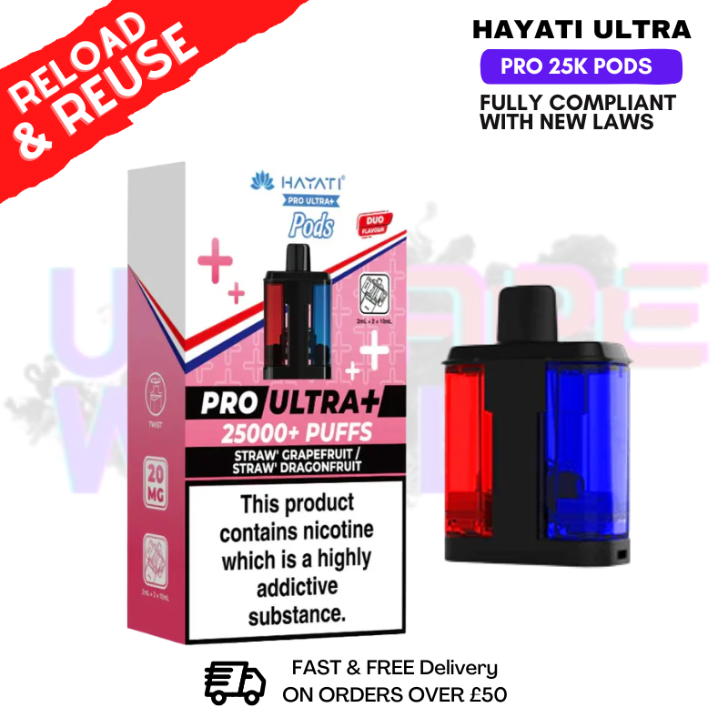 Straw GrapeFruit Hayati 25K REFIL Pack Replacement Pods - ukvapeworld