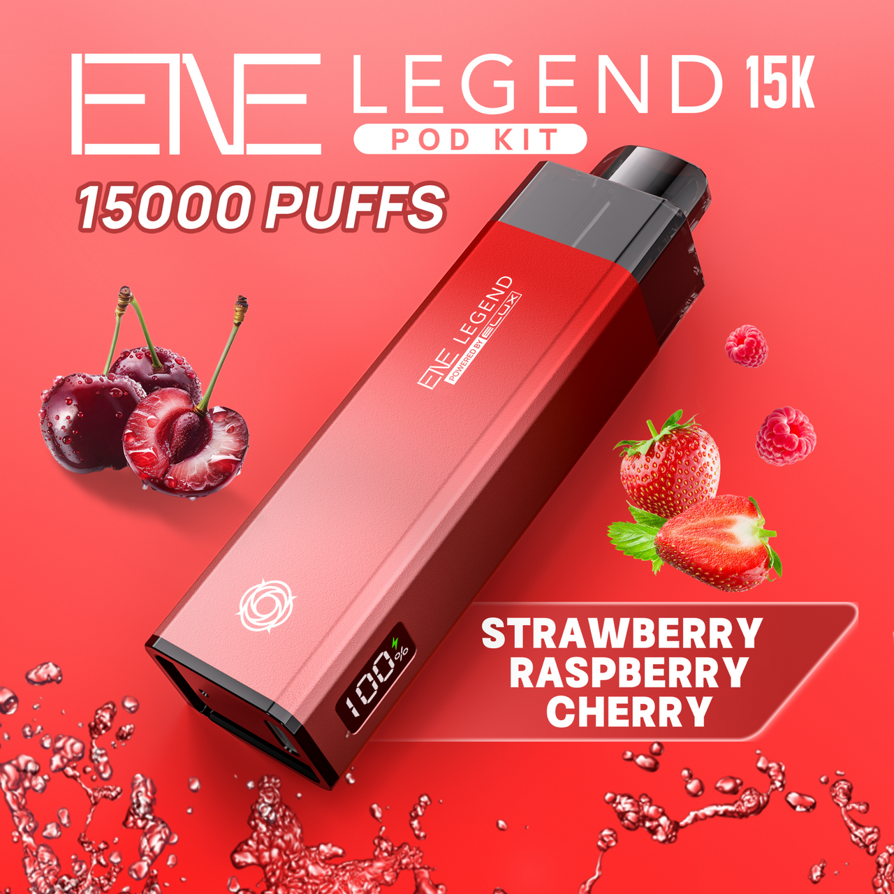 Straw Raspberry Cherry Elux Legend 15K Puff Prefilled Pod Kit - £7.99 - ukvapeworld