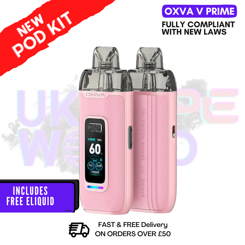 Sakura Pink Oxva V Prime Pod Vape Kit + FREE NIC SALT
