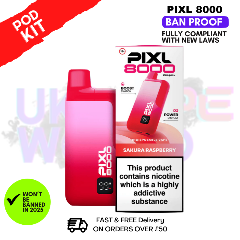 Sakura Raspberry Pixl 8000 Puff Pod Kit - ukvapeworld