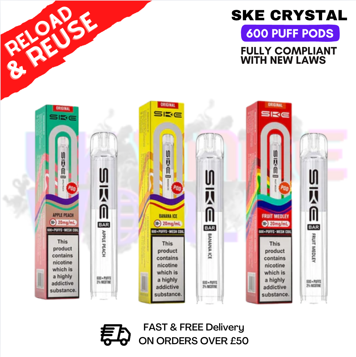 SKE CRYSTAL 600 Puff ORIGINAL Replacement Pods