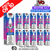 Shop Blue Sour Raspberry IVG Pro Nic Salt Box Of 10 - UK Vape World