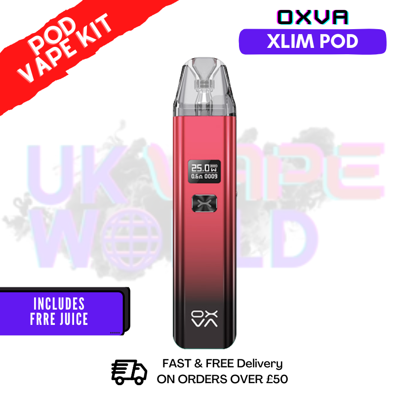 Shiny Black Red Oxva Xlim Pod Kit + Free 100ml Juice