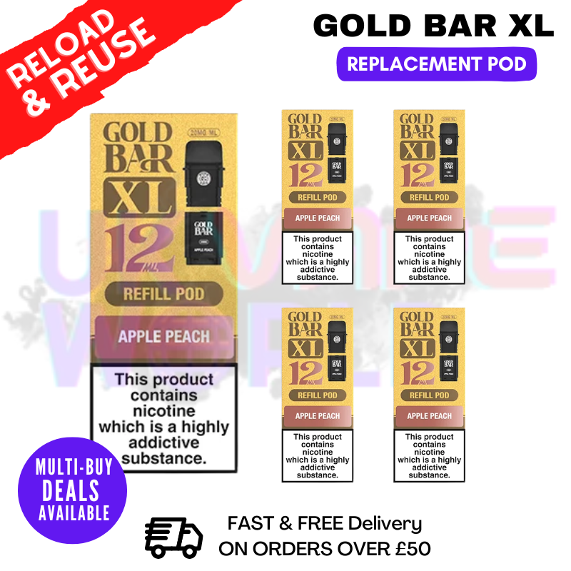 Apple Peach Gold Bar XL REFIL Pods Box Of 5