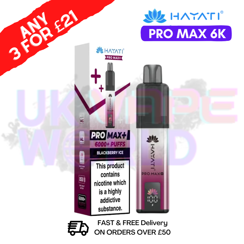 Shop Blackberry Ice Hayati Pro Max 6K Prefilled Pod Kit - Any 3 For £21 - UK Vape World