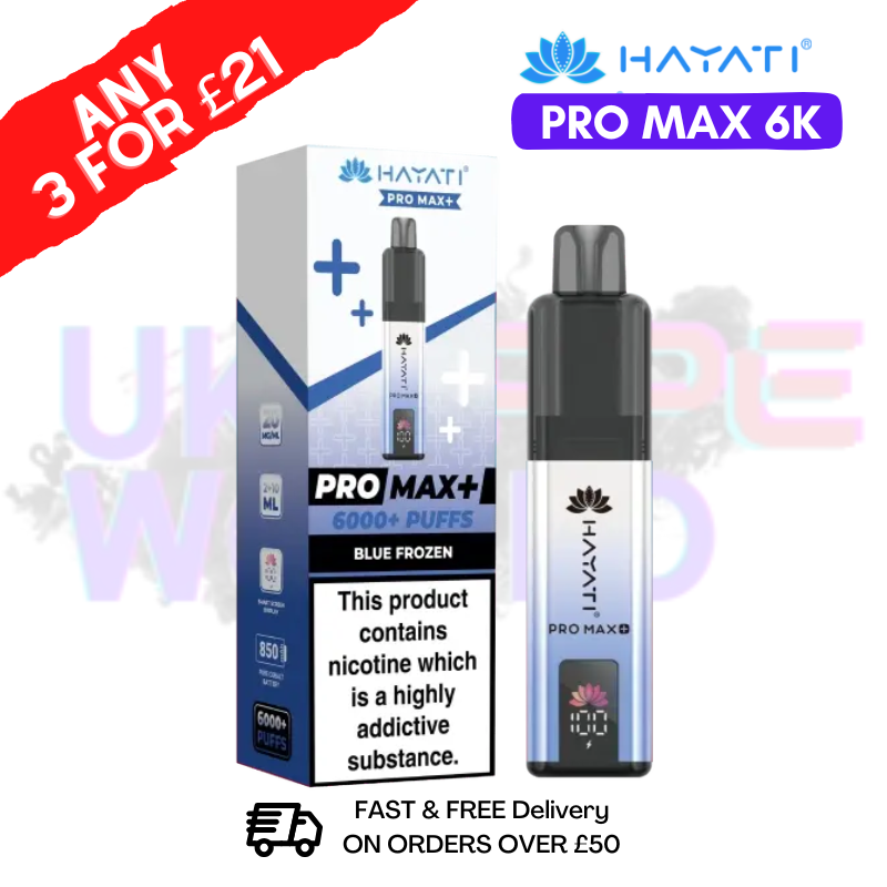 Shop Blue Frozen Hayati Pro Max 6K Prefilled Pod Kit - Any 3 For £21 - UK Vape World