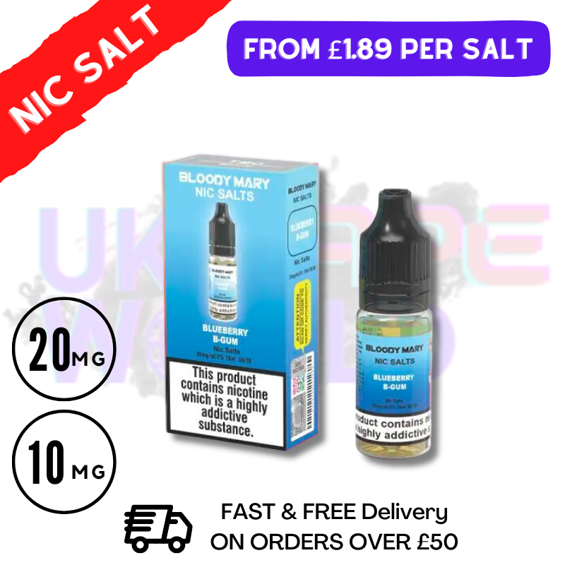 Shop Blueberry Bubblegum Bloody Mary 10ml nic salt e-liquid - UK Vape World