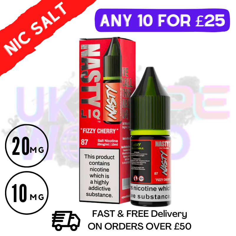 Shop Fizzy Cherry NastyLiq 10ML Nic Salt eLiquid - UK Vape World