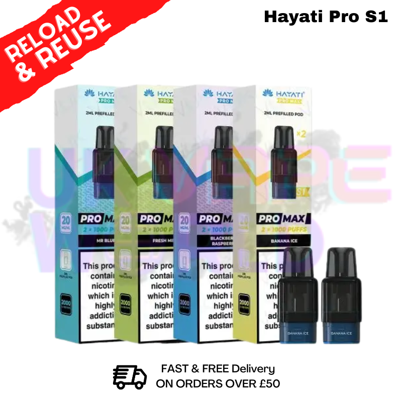 Shop Hayati Pro Max S1 Refil Pods - 2 PACK - Only £3.99 - UK Vape World