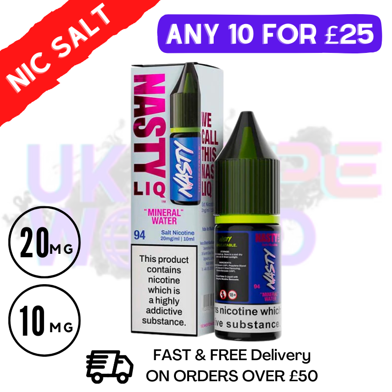 Shop Mineral Water NastyLiq 10ML Nic Salt eLiquid - UK Vape World