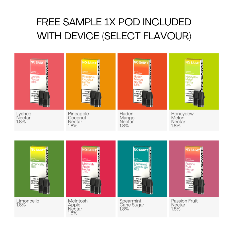 No Saint Vape Kit + Free Pod - 4.49 No Saint Vape Kit + Free Pod - 4.49