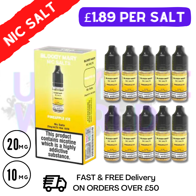 Shop Pineapple ICE - Bloody Mary Nic Salt E-Liquids Pack Of 10 Deal - UK Vape World